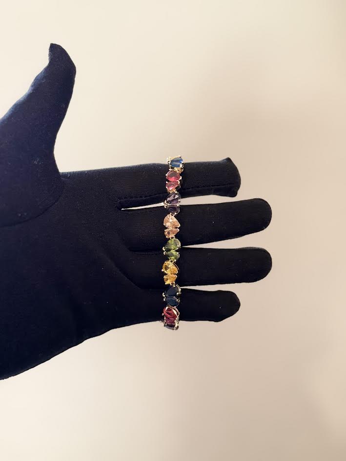 multi-color teardrop tennis bracelet