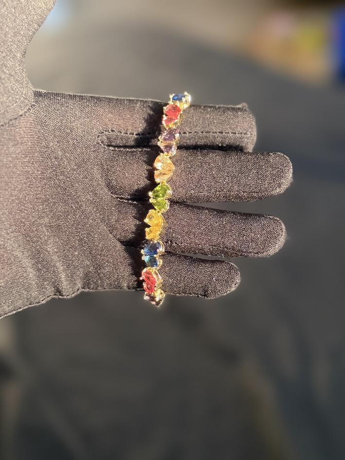 multi-color teardrop tennis bracelet