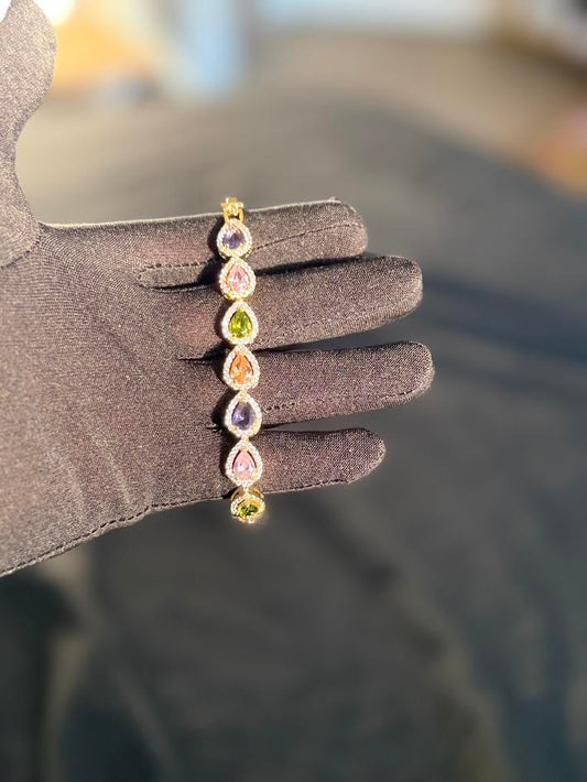 multi-color teardrop tennis bracelet