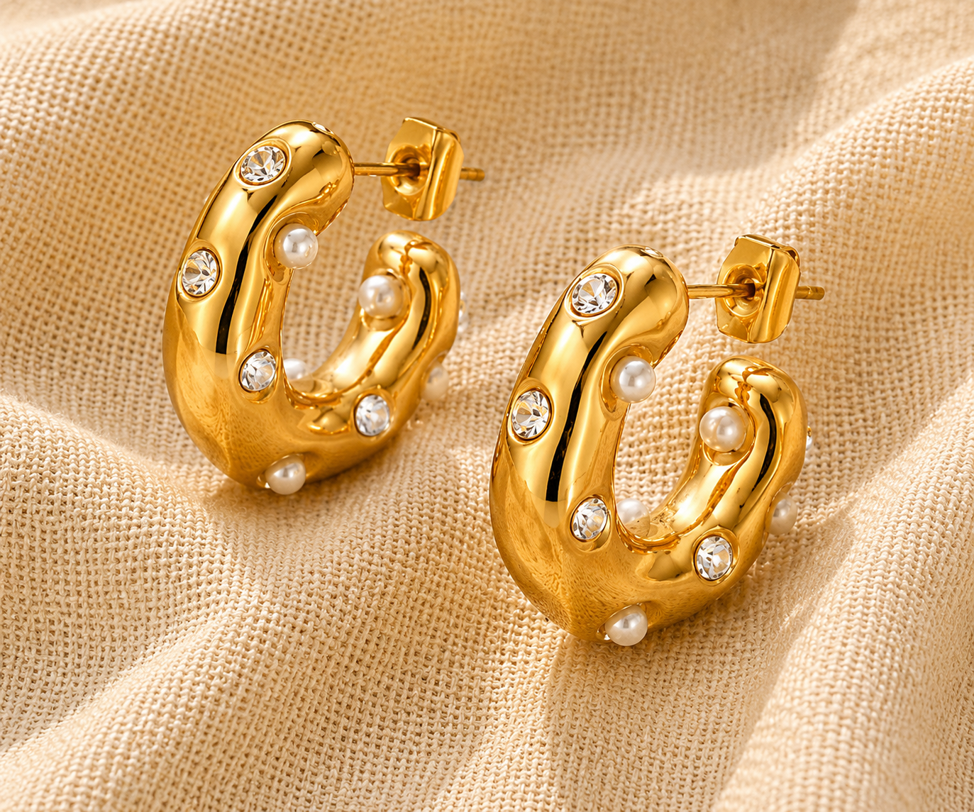 Sunkissed Pearl Hoops
