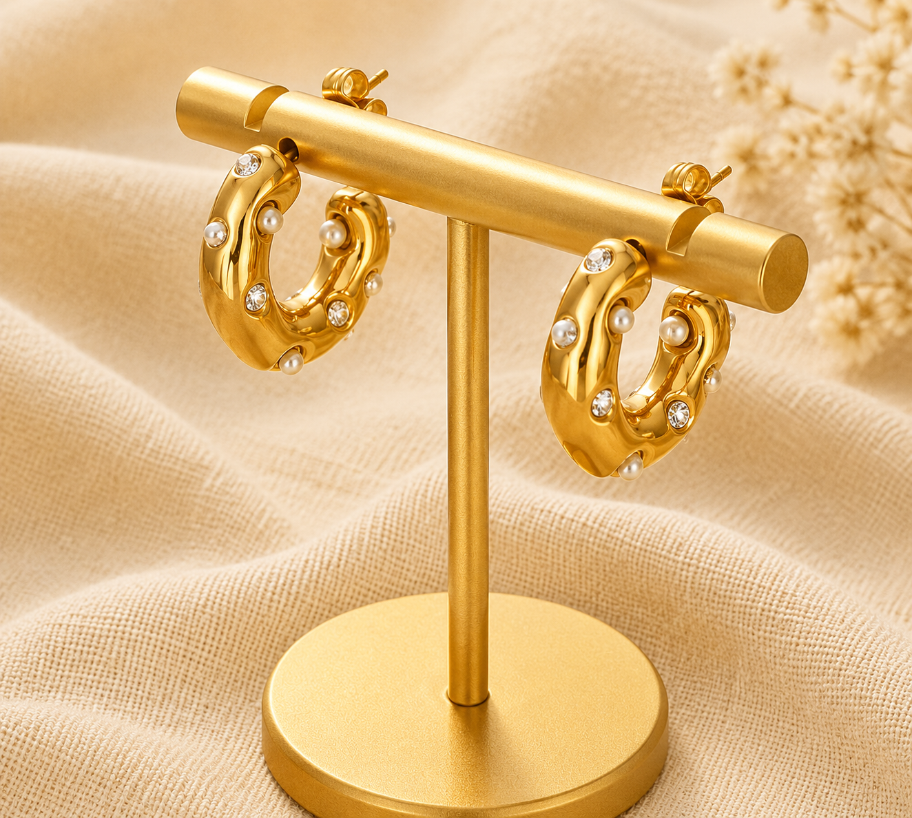 Sunkissed Pearl Hoops