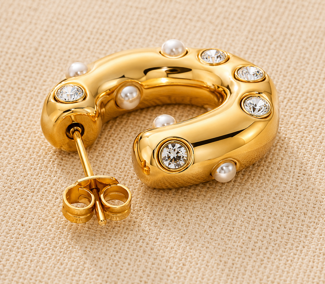 Sunkissed Pearl Hoops