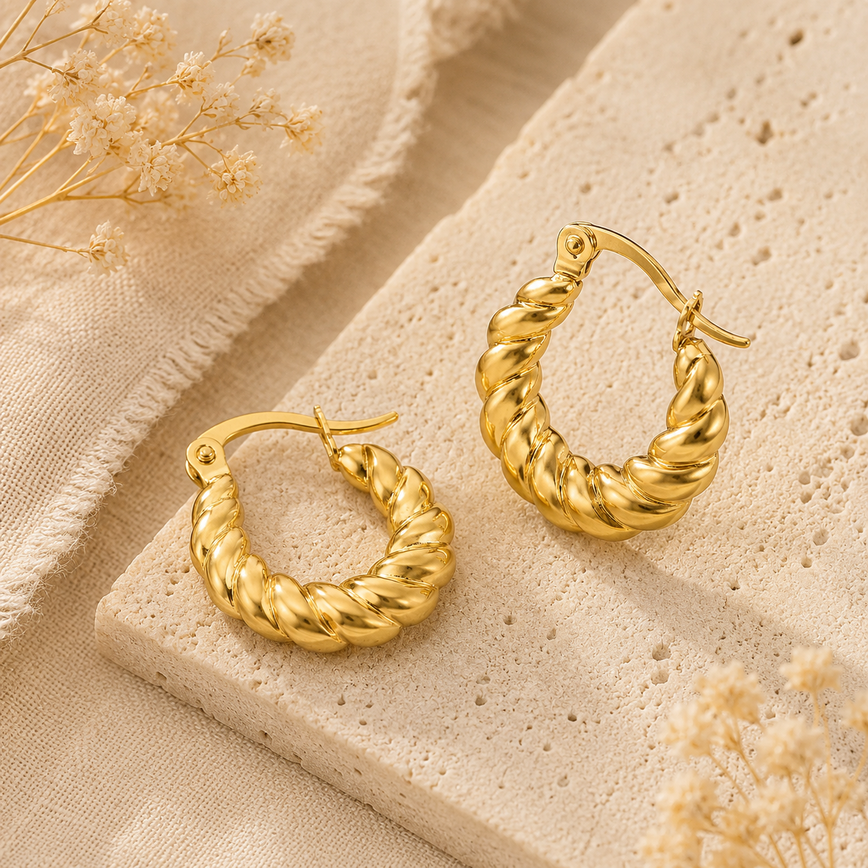 Golden Twist Hoops