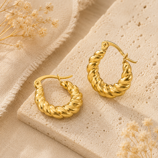 Golden Twist Hoops